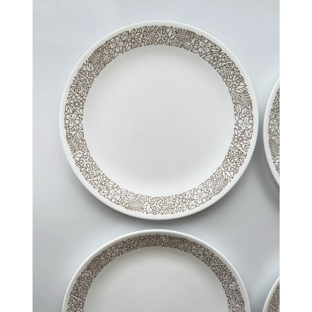 Set of 4 Corelle WOODLAND BROWN Pattern Dinner Plates 10
